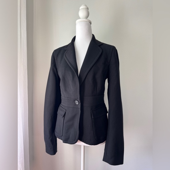 Vintage ‘05 J. Crew Black Wool Blend Single Breasted Blazer - Picture 2 of 6